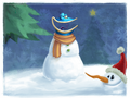 Fond d'écran Bohomme de neige réalisé par Yassine Sbarhi, un des graphistes de Rayman Fiesta Run