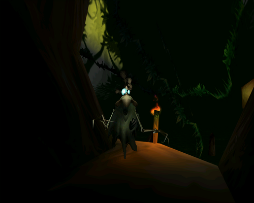 Vue détaillée d'un poulet-zombie de Rayman 2.