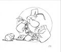 Concept art de Rayman et Ly dans les bras l'un de l'autre. Il suggère une relation amoureuse entre les deux personnages.