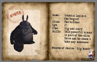 Fiche d'identité du Lapin Timidant Sergueï.