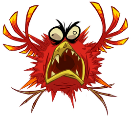 Un oiseau rouge.