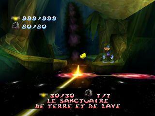 Un hologramme de chenille géante est utilisé pour représenter le Sanctuaire de Terre et de Lave dans la Voie des Portes de la version originale.