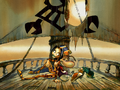 Concept art tiré du rapport N° 20Z représentant Rayman et Ly sur le pont d'un Vaisseau Pirate. Il suggère également une liaison amoureuse entre les deux personnages.