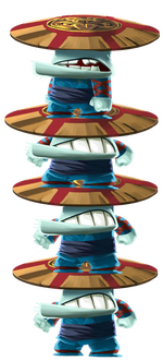 Pyramide de ninjas à chapeau