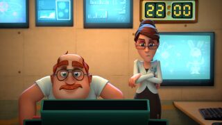 John et Gina, les deux scientifiques étudiant les Lapins Crétins dans la série d'animation.
