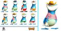 Concept arts de Globeach réalisés par Florence Charpentier, une des graphistes de Rayman Adventures. On remarque une grande variété de tenues. Il a été envisagé de le faire ressembler à un surfeur plutôt qu'à un vacancier.