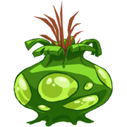 Vue détaillée d'un bulbe vert de Rayman Origins.
