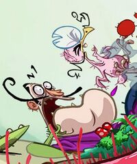 Un oiseau chasseur et un Chasseur sur la jaquette de Rayman Origins.