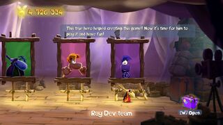 Ray Dev Team dans la Galerie des Héros d'une version hackée de Rayman Legends.