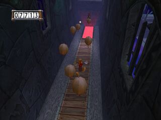 Rayman doit sauter sur ces ballons tout en évitant les tirs d'un Fantasnip Officier.