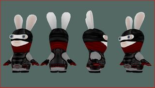 Vue détaillée d'un Lapin ninja de Rayman contre les Lapins encore plus Crétins.