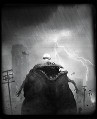 Concept art représentant un Lapin alien géant.
