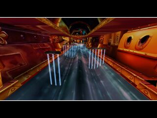 Un des plans de la cinématique présentant le niveau avant le début de la course.