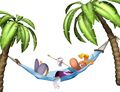 Rayman dans un hamac.