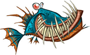 Un gros piranha de Rayman Origins (contenu supprimé).