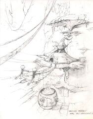 Concept art de la Forêt de Claire-Feuille, possiblement inspiré du scénario de Rayman 2000.