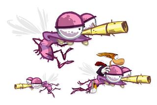 Rayman sur un moustique.