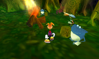 Rayman dans la clairière dans la version Nintendo 3DS.