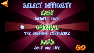 Les trois modes de difficulté de Rayman Classic.