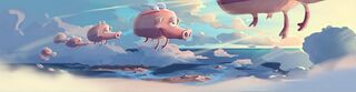Concept art de cochons volants. Ceux qui apparaissent à la fin de Nuée maléfique ! sont identiques.