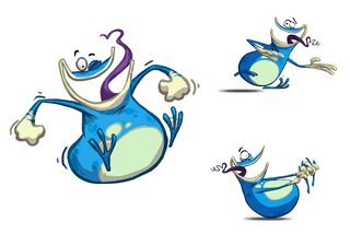 Artworks de Globox dans Rayman Origins.