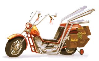 Concept art de la moto du mini-jeu Pleins Gaz !.