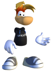 Rayman portant un tee-shirt de l'Unicef.