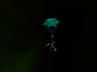 Un Sbire Violet utilisant un parachute dans le Tombeau des Anciens de la version originale de Rayman 2.