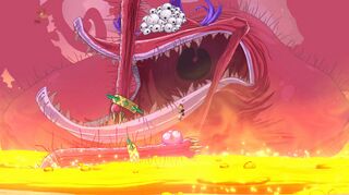 Rayman combattant Big Mama.