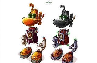 Concept arts du sous-marin apparaissant sur le premier concept art, qui est en fait la tête d'un énorme mecha ayant la forme de Rayman.