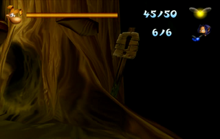 Un panneau de sortie dans le Bayou dans Rayman Revolution.