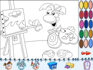 L'atelier de coloriage, et un des modèles proposés.