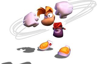 Artwork de Rayman utilisant ses deux poings.