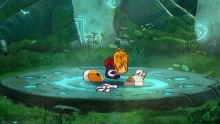 Rayman dans la première bande-annonce de Rayman Origins, quelques secondes après son invocation.