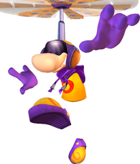 Artwork de Rayman équipé de l'Épicoptère.