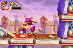 A pen attacking Rayman.