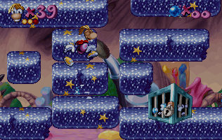 Rayman can jump through rebounding erasers.
