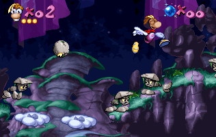A group of stone dogs, as seen in the original Rayman game.