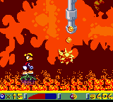 The large orange prickly balls behave in a similar fashion to prickly fruits from the original Rayman game.