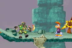 A green Henchman 800 shooting an energy projectile
