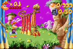 A red Magic curtain in the Game Boy Advance version of Rayman 3.
