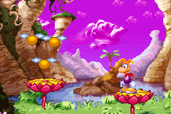 Yellow Lums with wings in the first accessible map.