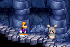 A zombie rabbid looking towards the camera.