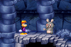 A zombie rabbid moving towards Rayman.