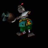 Animation of the Spyglass Pirate throwing a helicopter bomb.