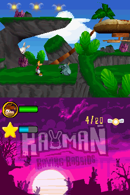 Yellow Lums, top-left, as seen in the Nintendo DS version of Rayman Raving Rabbids.