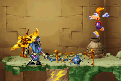 A blue Henchman 800 uses its flail.
