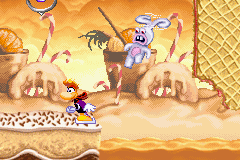 A flying rabbid attacking Rayman.