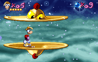 Cymbals have the unfortunate habit of squashing Rayman.