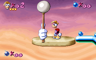 A Catapult mallet raising after Rayman has stepped on it.